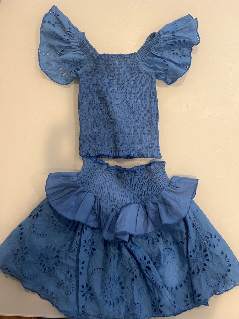 Stoopher Girls Blue Eyelet Two-Piece tween Set